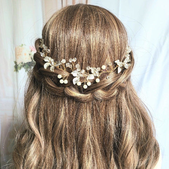 Boho Bridal Leaf Hair Vine - Gold, Silver, and Rose Gold