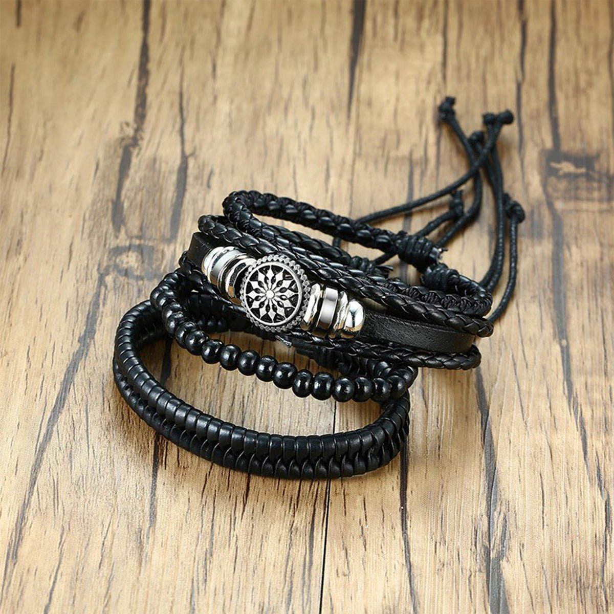 Aroncent 2 PCS Women Men Braided Leather Rope Bracelet Easy Plug Latch  Clasp 8.5 Inch Black Brown