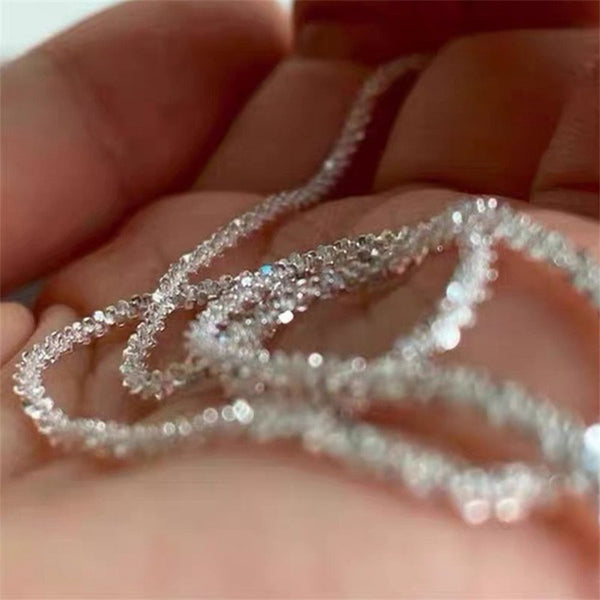 Silver Rope Chain Sparkly Necklace