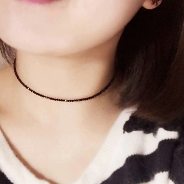 Black Beaded Choker Necklace