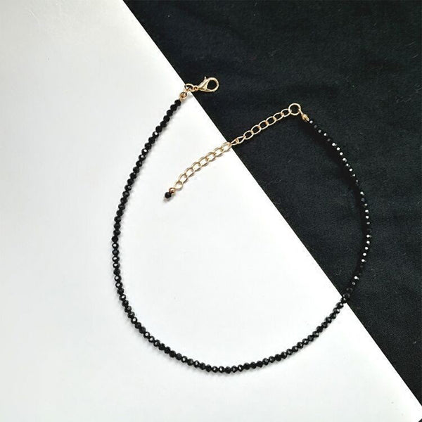 Black Beaded Choker Necklace