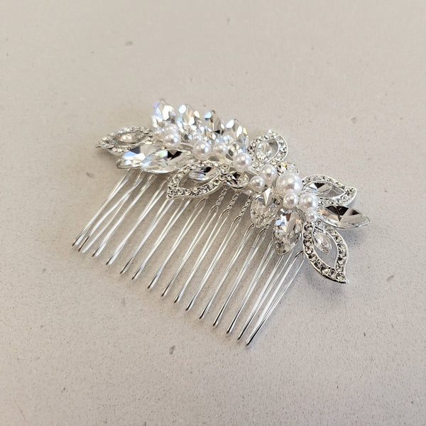 Small Bridal Hair Comb with Pearl & Crystal