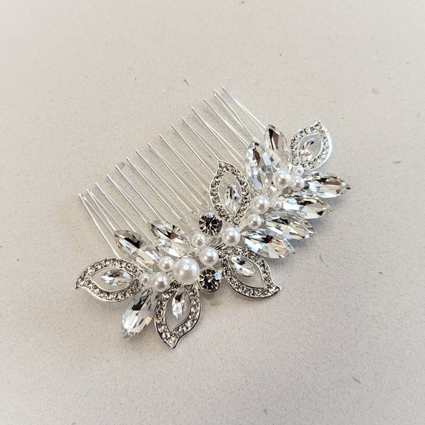 Small Bridal Hair Comb with Pearl & Crystal