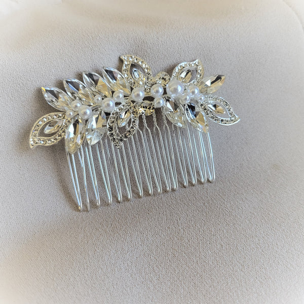 Small Bridal Hair Comb with Pearl & Crystal