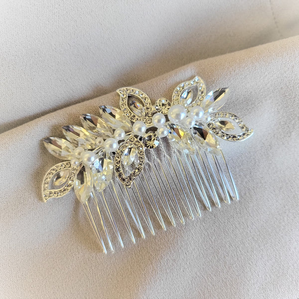 Small Bridal Hair Comb with Pearl & Crystal