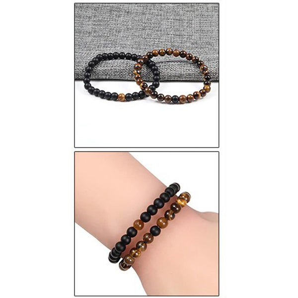 Beaded Bracelets - Black And Brown Matching Set