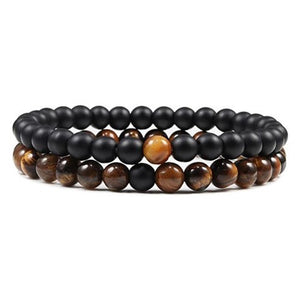 Beaded Bracelets - Black And Brown Matching Set