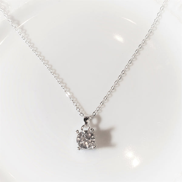 Single SolitaireCubic Zirconia Necklace