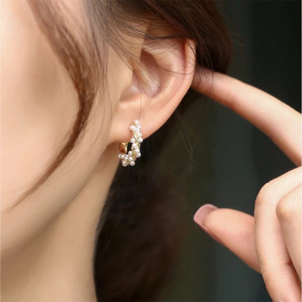 Tiny Pearl Hoop Earrings