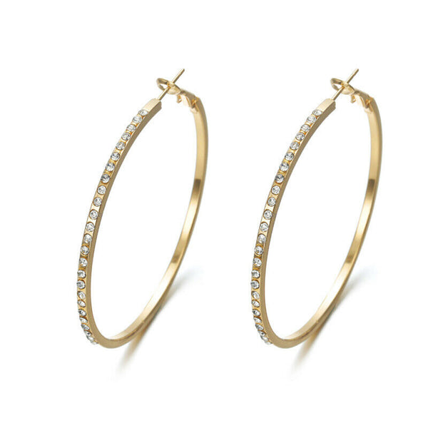 Large Hoop Earrings with Crystal