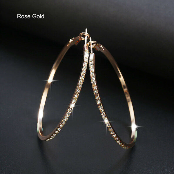 Large Hoop Earrings with Crystal