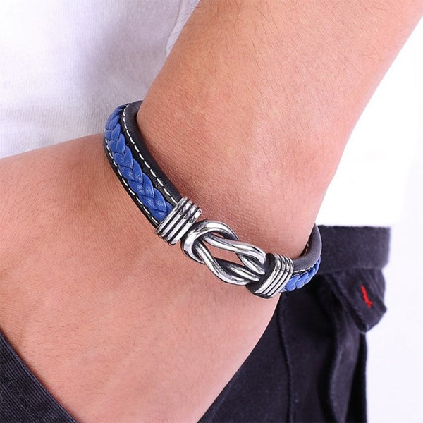 Genuine Leather Bracelet with Metal Knot