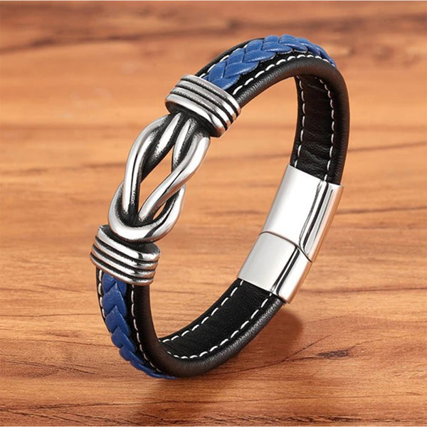 Genuine Leather Bracelet with Metal Knot