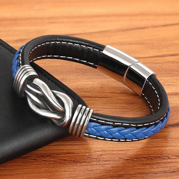 Genuine Leather Bracelet with Metal Knot