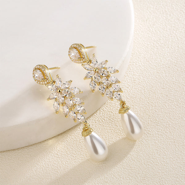 Elegant Crystal & Pearl Earrings