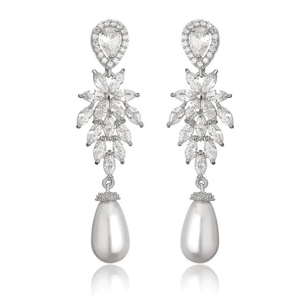 Elegant Crystal & Pearl Earrings