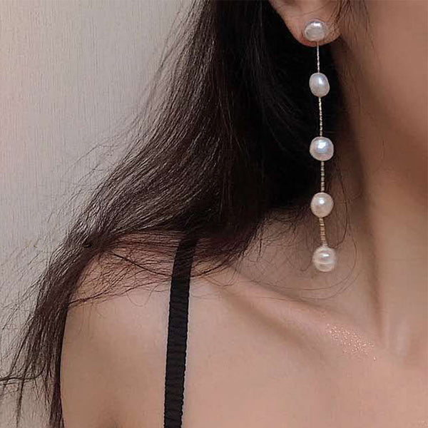 Long Freshwater Pearl Earrings