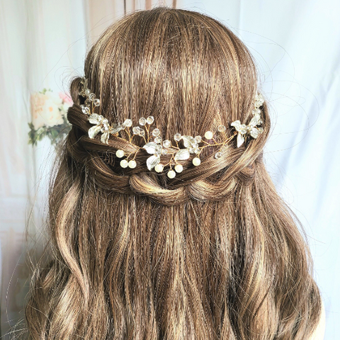 Boho Bridal Leaf Hair Vine - Gold, Silver, and Rose Gold