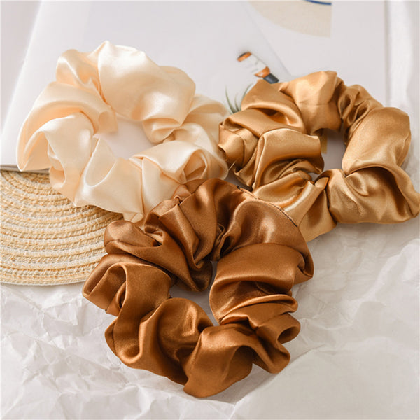 Silk Satin Neutral Hair Scrunchies