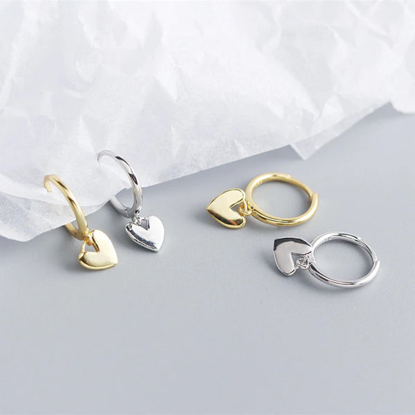 Dainty Heart Hoop Earrings