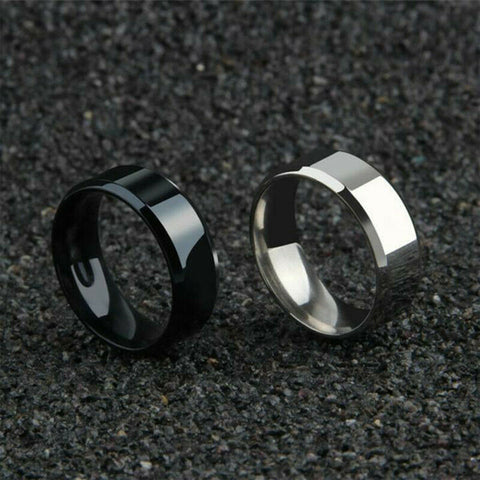 8mm Unisex Stainless Steel Ring in Black or Silver