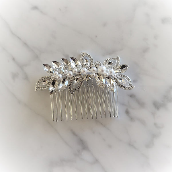 Small Bridal Hair Comb with Pearl & Crystal