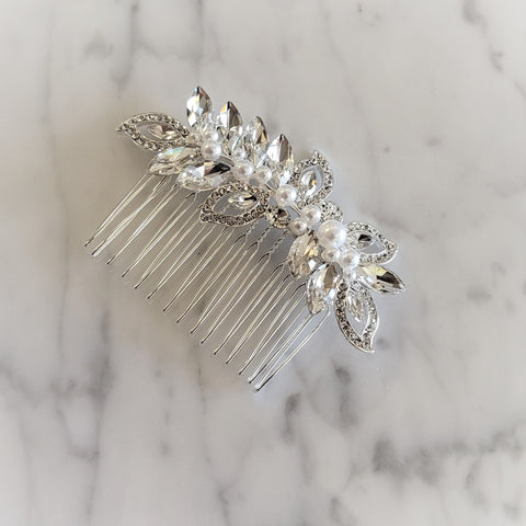 Small Bridal Hair Comb with Pearl & Crystal