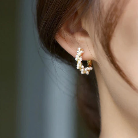 Tiny Pearl Hoop Earrings