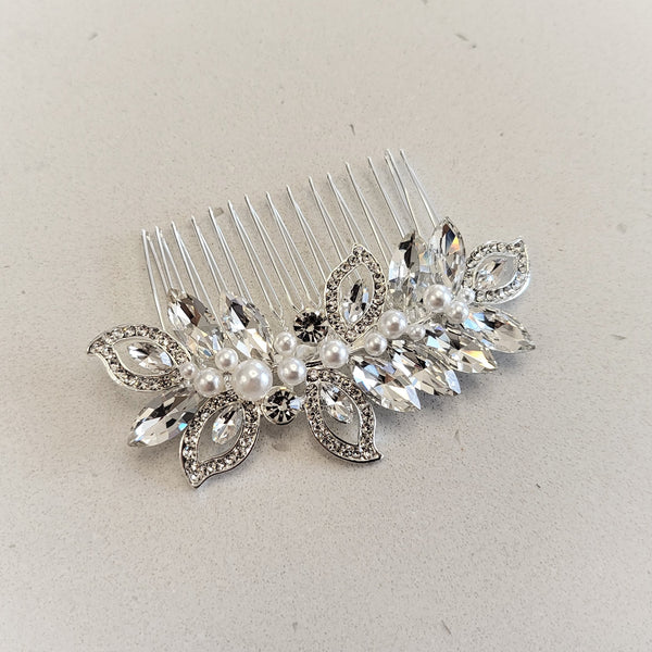 Small Bridal Hair Comb with Pearl & Crystal