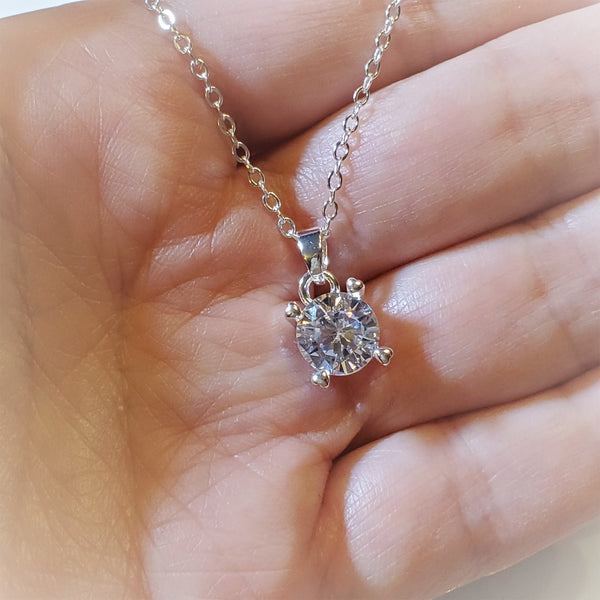 Single SolitaireCubic Zirconia Necklace