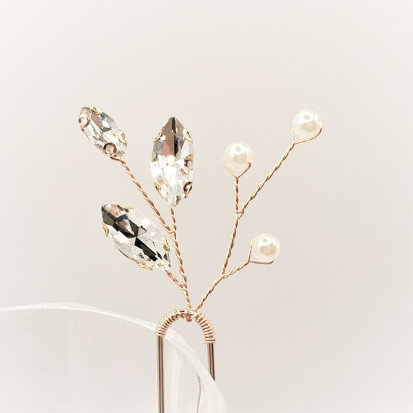 Delicate Pearl Gold Leaves Bridal Hair Pins