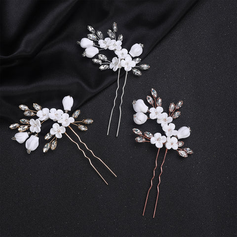 White Floral Bridal Hair Pin