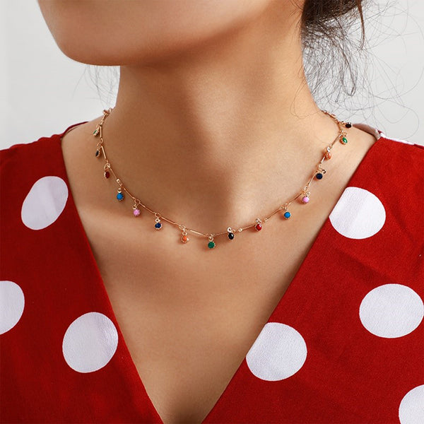 Boho Colorful Charm Choker Necklace