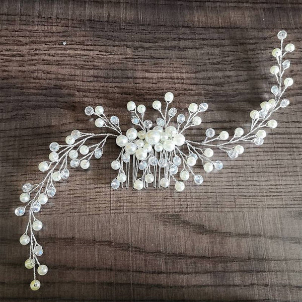 Bridal Hair Piece with Pearls and Crystals