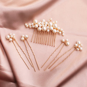Pearl Hair Comb and Pin Set