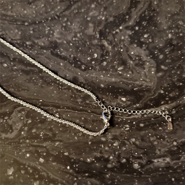 Silver Rope Chain Sparkly Necklace