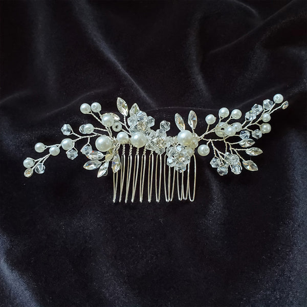Bridal Hair Comb with Pearls and Rhinestones