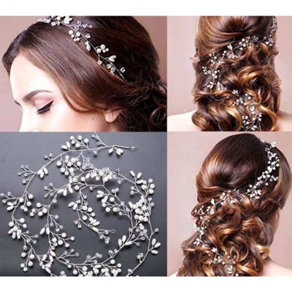 Long Boho Bridal Hair Vine - Gold or Silver